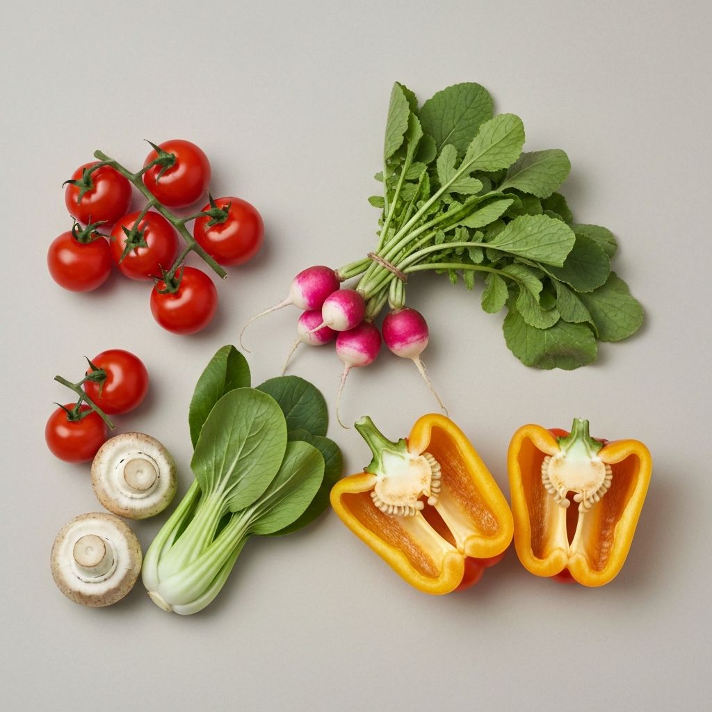 Tomatoes, peppers, and other vegetables